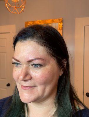 Brow touch up. Client wanted to have her eyebrows touched up. She now has beautiful, personalized and colorful powder brows.