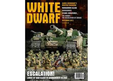 White Dwarf December 2013 featuring Imperial Guard and Mirkwood Rangers