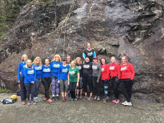 Ladies group at Exit 38 rock climbing.