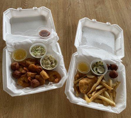 Fried shrimp & fried fish of the day