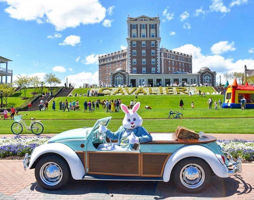 Easter Bunny this year at the shore in front of the Cavalier in this vintage VW Bug!