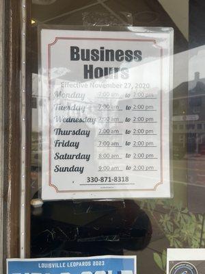 Businesses hours