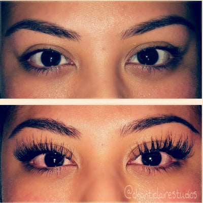 "Full Set" Eyelash extensions. Before and After