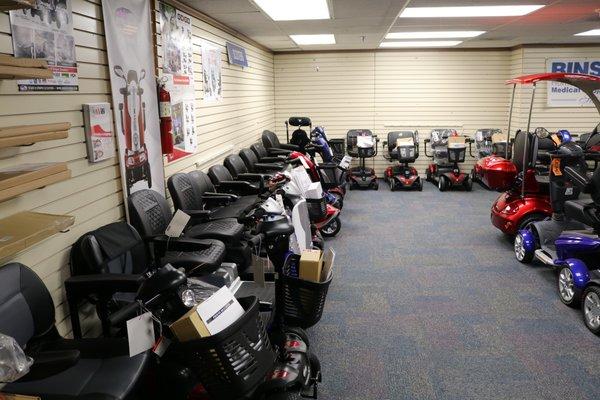 Rehab Showroom, Scooters, Power Chairs, Wheelchairs, Transport Chairs and Cushions.