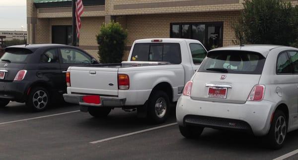 My new 500e (in silver) and my friend got on too (in black)