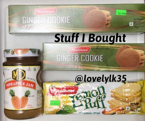 Stuff I'd Bought (Pineapple Jam, Ginger Cookies, & Lemon Crème Sandwiched Biscuits)