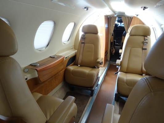 Interior of Phenom 300 private jet in Maryland