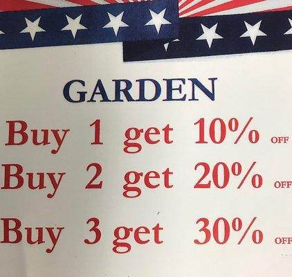 Any Garden/Outdoor 
       items on Sale!