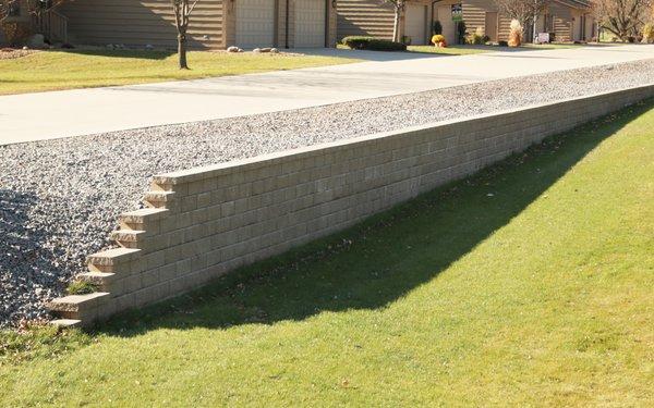 Retaining wall and landscaping