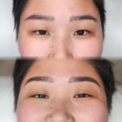 Before and after nano brows