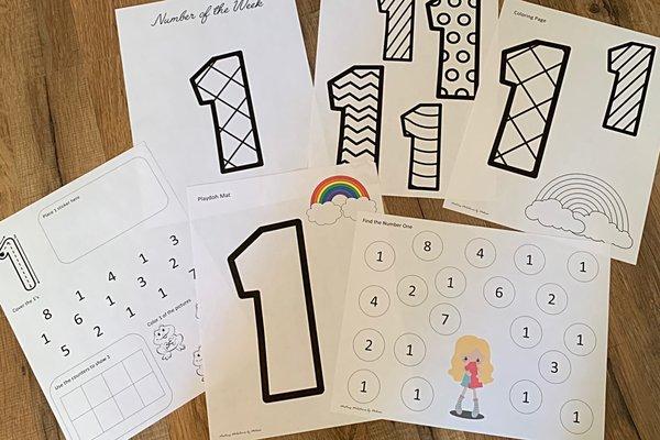 Number worksheets for early learning and reviewing