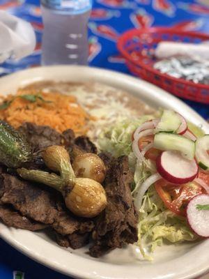 Carne asada dish, comes with tortillas