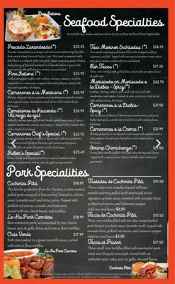 Menu as of March, 2024