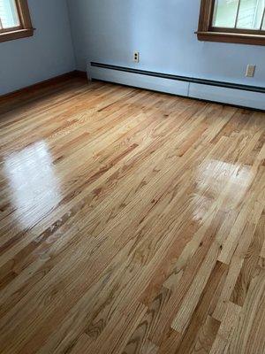 Red oak floor refinished brilliantly!