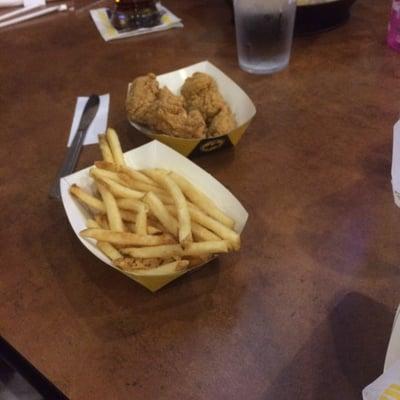 Fries and boneless wings.