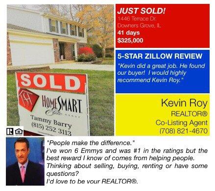 Sellers review -- 5 Stars on Zillow. "Kevin Roy did a great job selling our home,"