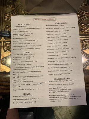 Menu but all the specials are not listed on menu that is separate and there are many choices