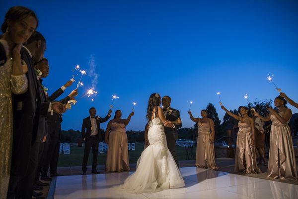 Bride and groom sparkler exit!