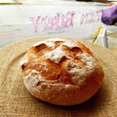 Fresh baked rustic white bread.