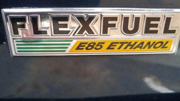 Or your car has a badge like this or anyone that says flexfuel try it out!