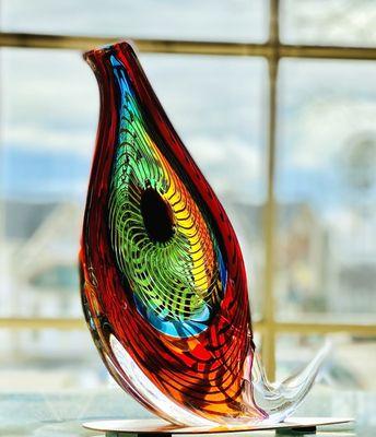 Mike Wallace - hand-blown glass, "Quail" sculpture.