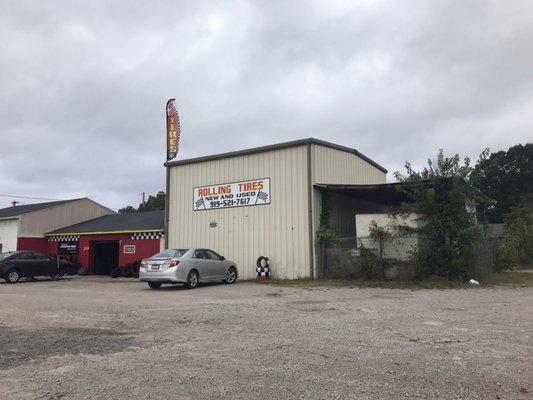 The outside entrance of the Rolling Tires entrance.