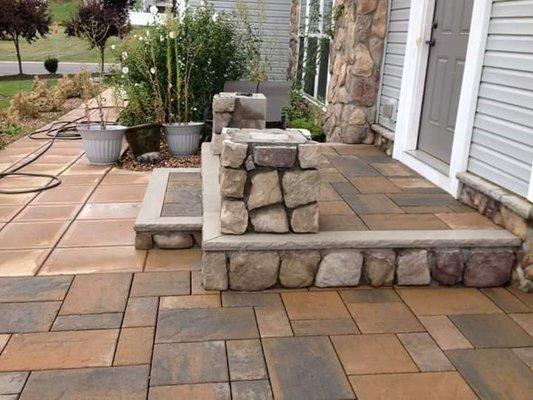 Jamesville project, Paver stones and steps, with columns