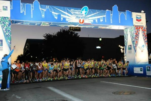 Chevron Houston Marathon starting line design.