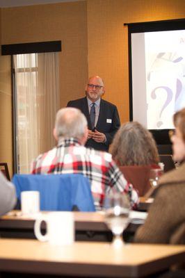 Barry Zimmer, Founder, Zimmer Law Firm, presenting to clients and potential clients at one of the firm's regular complimentary seminars