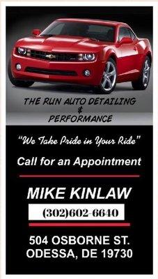 The Run Auto Detailing & Performance is a dedicated business that goes above & beyond to satisfy our customers "We Take Pride In Your Ride"