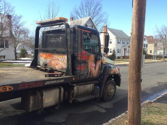 This the the truck they show up in. So misogynistic and gross.  Neighbors weren't too happy with kids in their yards. Why is this allowed?!