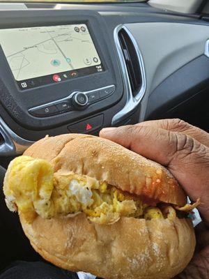 Grad a ham Egg and cheese breakfast sandwich  from bjs  it taste as good as it looks the sandwich