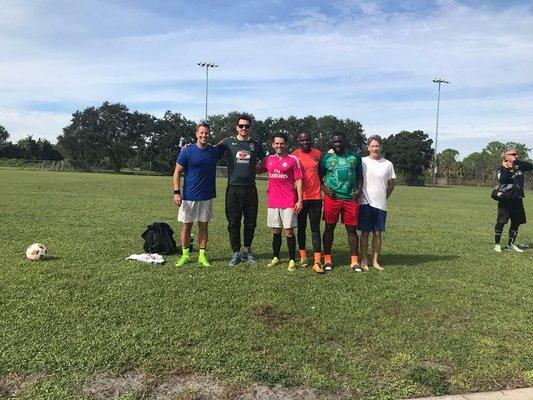 Soccer pals.