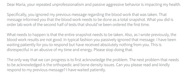 After months of being ignored, I wrote a letter: Can you please read and kindly respond to my previous message? I have waited patiently.