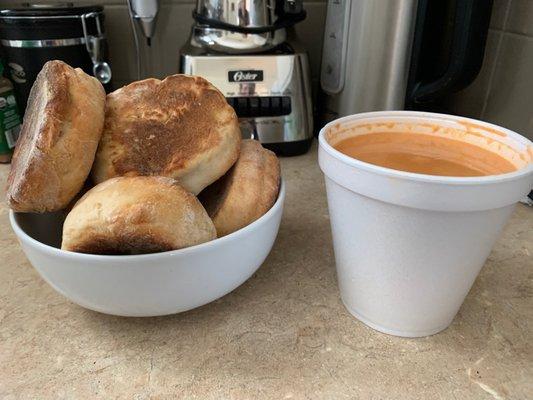 Tomato Gouda soup and English muffins