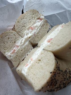 Everything bagel with lox spread