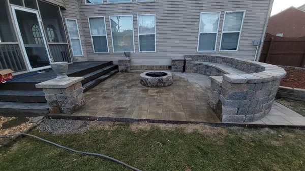 Patio with a fire pit