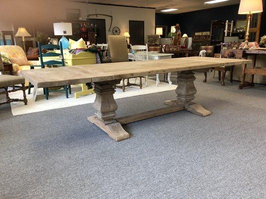 Reclaimed Pine Trestle Base Table