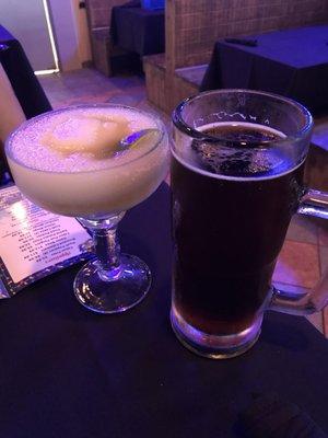 Frozen margarita and Wild Acre bock.