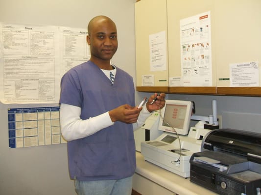 Tonie doing bloodwork