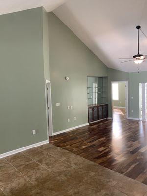 Finished livingroom redone from white to green