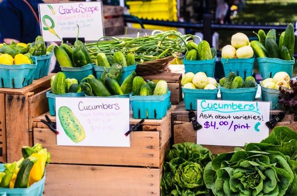 Seasonal vegetables, some organic.