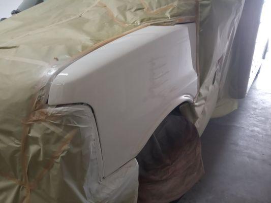 Commercial vehicle repaired and painted the front driver side fender