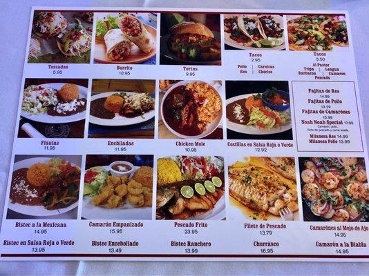 Their Mexican menu