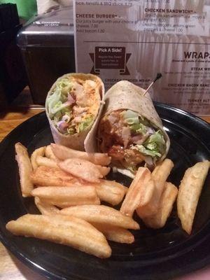 Chicken Bacon Ranch Wrap and Fries