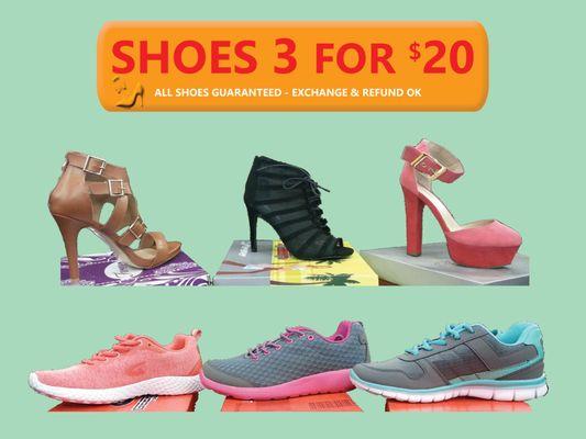 Sports Shoes and High Heels  only 3 Pairs for $20