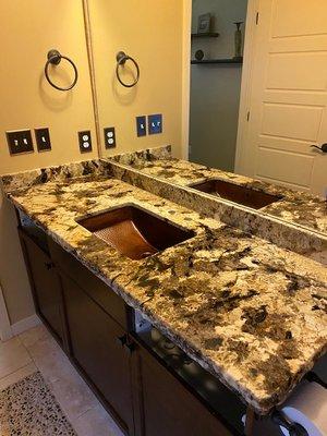 Master bathroom with copper under mount sink