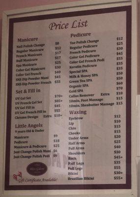 Price list