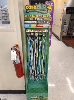 Phone charging cables displayed by the pharmacy. #giantfood @yelpdc