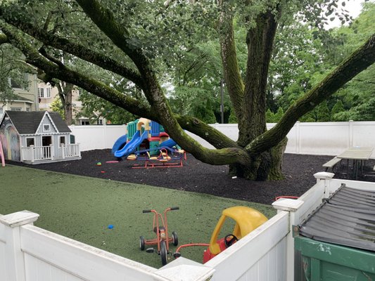 This is the awesome play area with the 'Winnie the Pooh' like tree, annnnnd a little bit of the trash can.